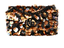 GG Marmont Embellished Shoulder Bag, Sequin/Beaded, Black/Orange, 3*